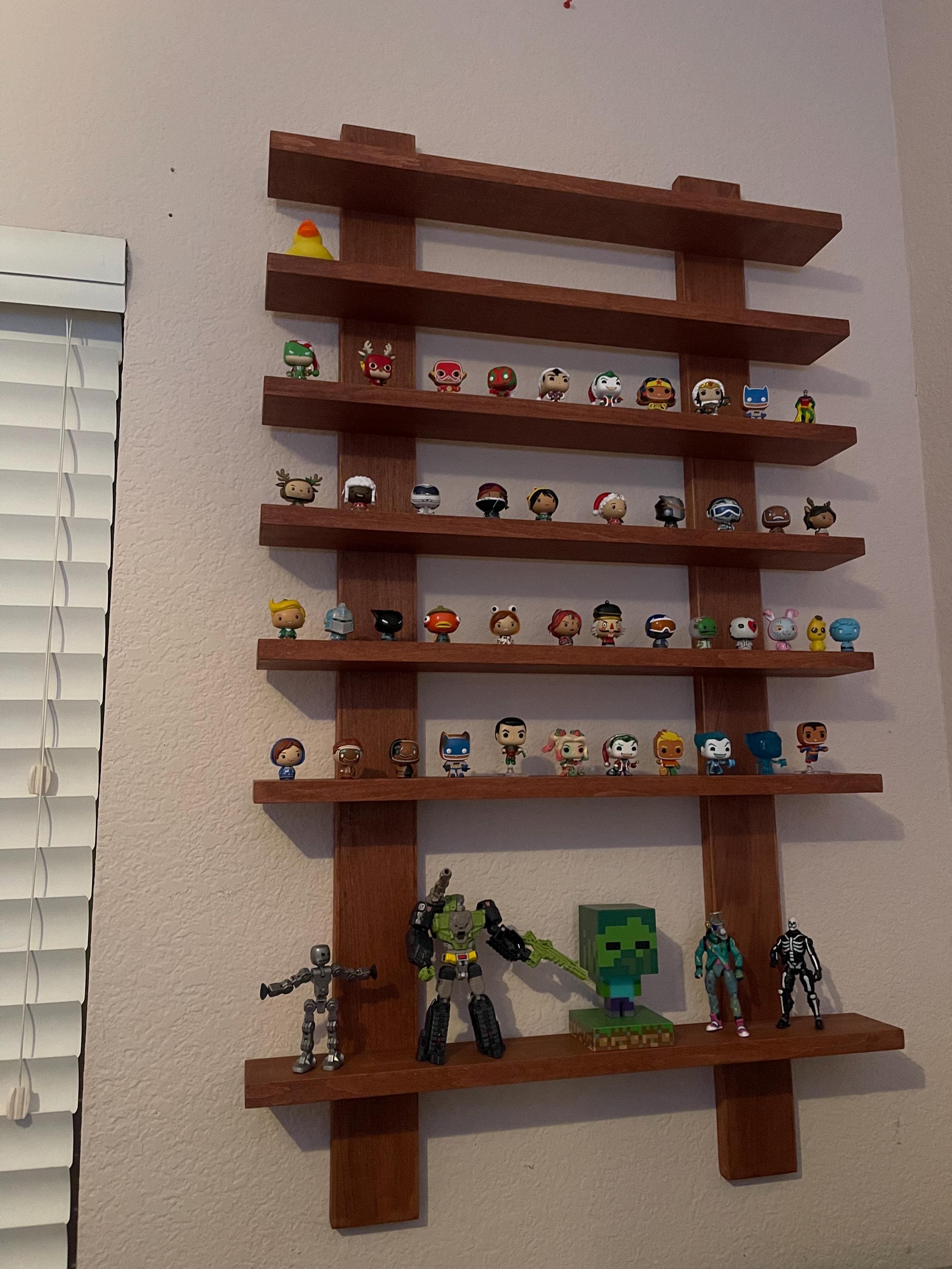 Popself Items Wall Mount Toy Shelf/ Funko Pop Shelf/ Bitty Pop Shelf/ American Walnut ...