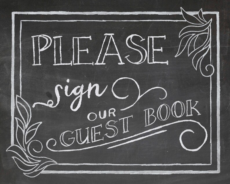 Printable Chalkboard Wedding Sign Please Sign Our Guestbook Sign Etsy