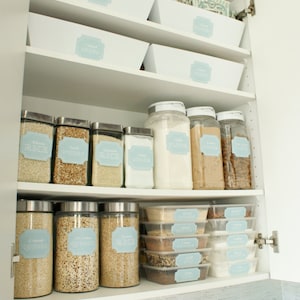 48 Printable Pantry Labels: Stella Vintage Blue Collection image 1