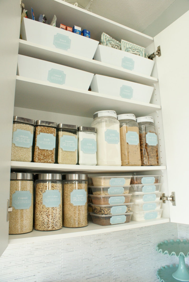 48 Printable Pantry Labels: Stella Vintage Blue Collection image 1