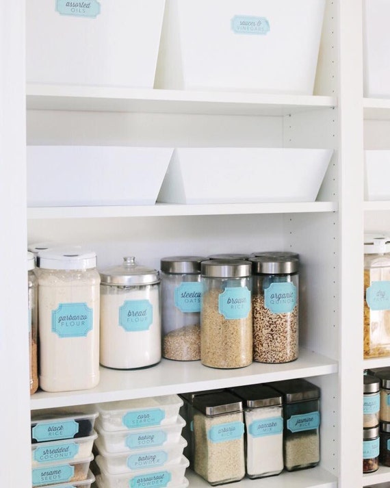Retro Blue Bins And Containers Pantry Labels Etsy