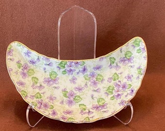 Vintage Lefton China Violet Chintz Floral Pattern Bone Dish