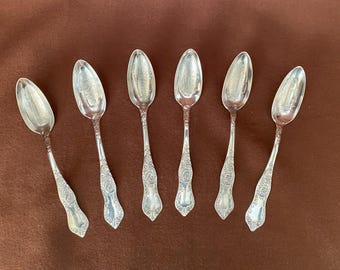 Set of Six Leonard Mfg. Co. 1893 World's Fair Souvenir Spoons – Featuring Iconic Fair Buildings