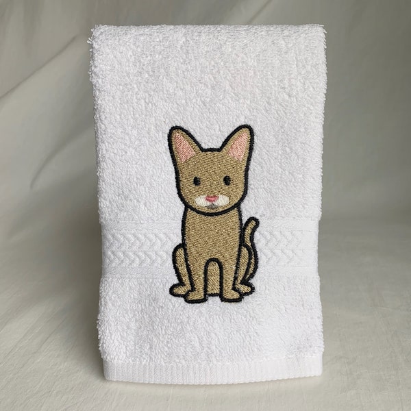 Singapura Cat - Embroidered Towel - Cat Breed - Cat Lover Gift - Domestic Cat - Pet Lover Gift - New Pet Gift - Bathroom Decor - Washcloth