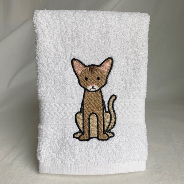 Abyssinian Cat - Embroidered Towel  - Cat Breed - Cat Lover Gift - Domestic Cat - Pet Lover Gift - New Pet Gift - Bathroom Decor - Washcloth