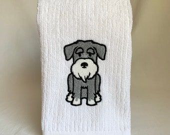 Embroidered Schnauzer Towel: Pet Lover Gift