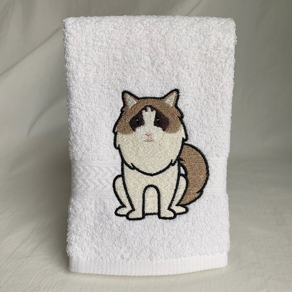 Ragdoll Cat - Embroidered Towel  - Cat Breed - Cat Lover Gift - Domestic Cat - Pet Lover Gift - New Pet Gift - Bathroom Decor - Washcloth