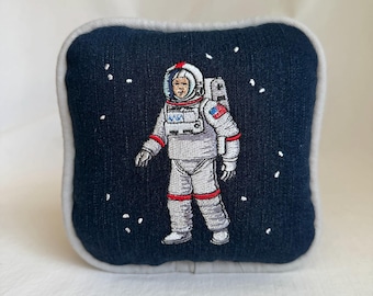 Embroidered NASA Astronaut Pillow: Space Kids Room Decor