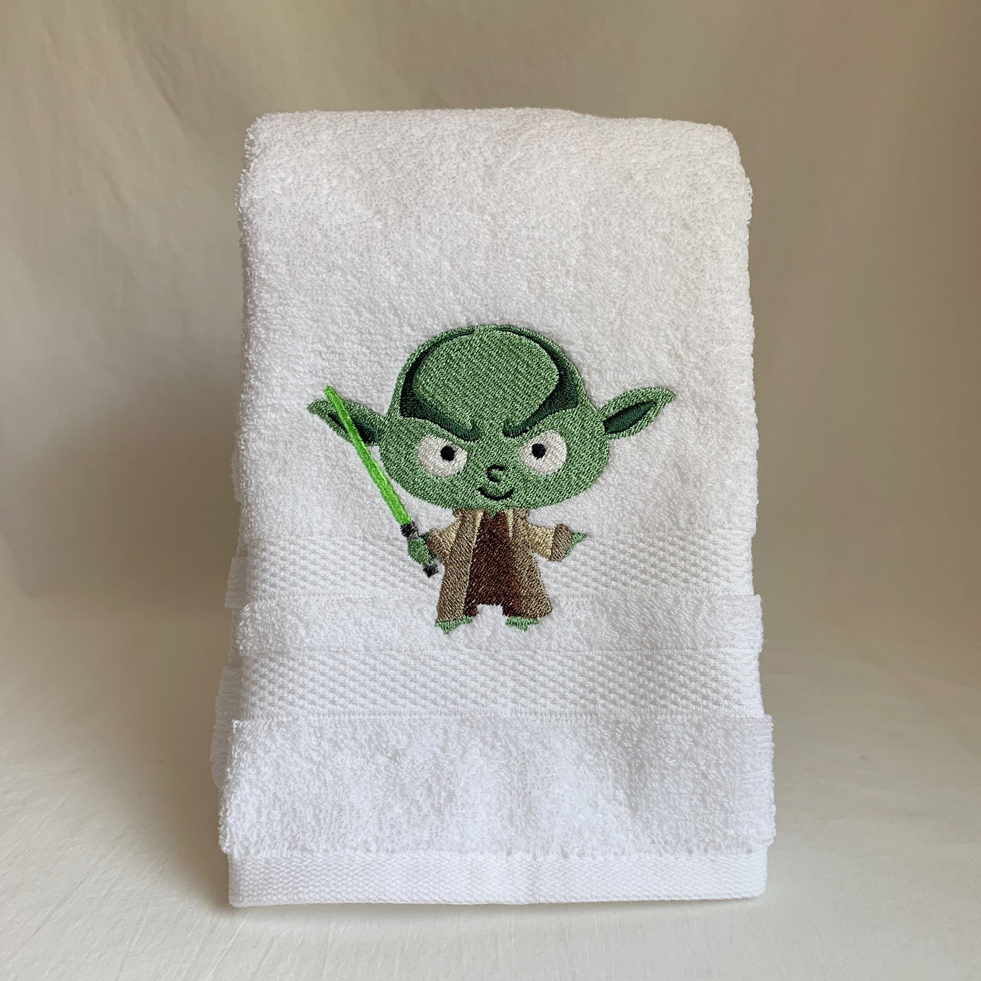Yoda Towel Embroidered Towel Star Wars Character Star Etsy