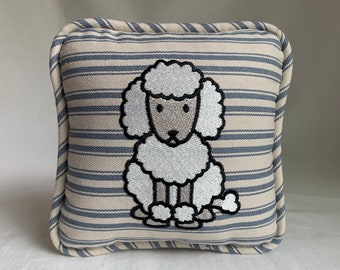 Small Pillow - 6” x 6” Pillow - Poodle - White Poodle - Black Poodle - Dog Pillow - Embroidered Pillow - Decorative Throw - Dog Lover Gift