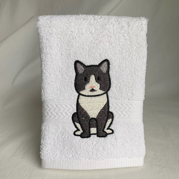 Manx Cat - Embroidered Towel  - Cat Breed - Cat Lover Gift - Domestic Cat - Pet Lover Gift - New Pet Gift - Housewarming Gift