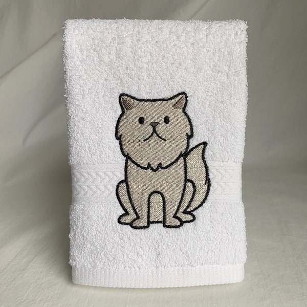 Persian Cat - Embroidered Towel - Cat Breed - Cat Lover Gift - Domestic Cat - Pet Lover Gift - New Pet Gift - Bathroom Decor - Washcloth