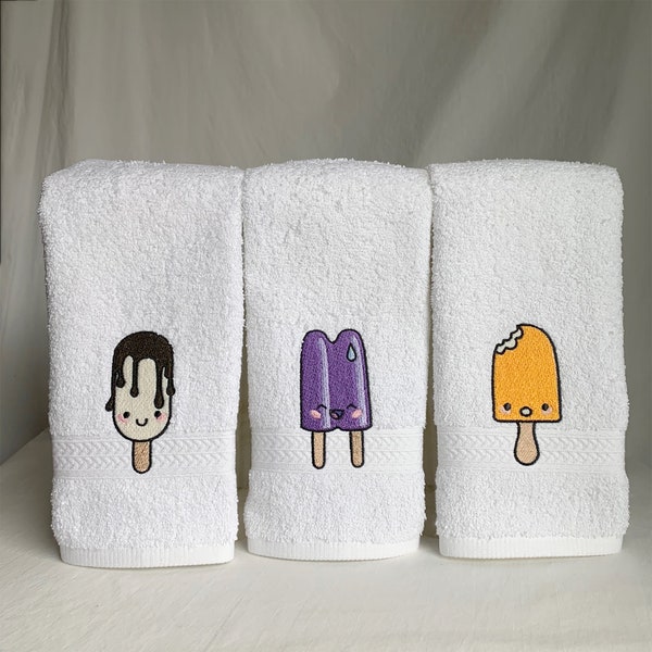 Frozen Treat Towels - Embroidered Towel - Favorite Frozen Bars - Dove Bar Lover's Gift - Popsicle Lover's Gift - Creamsicle Lover's Gift