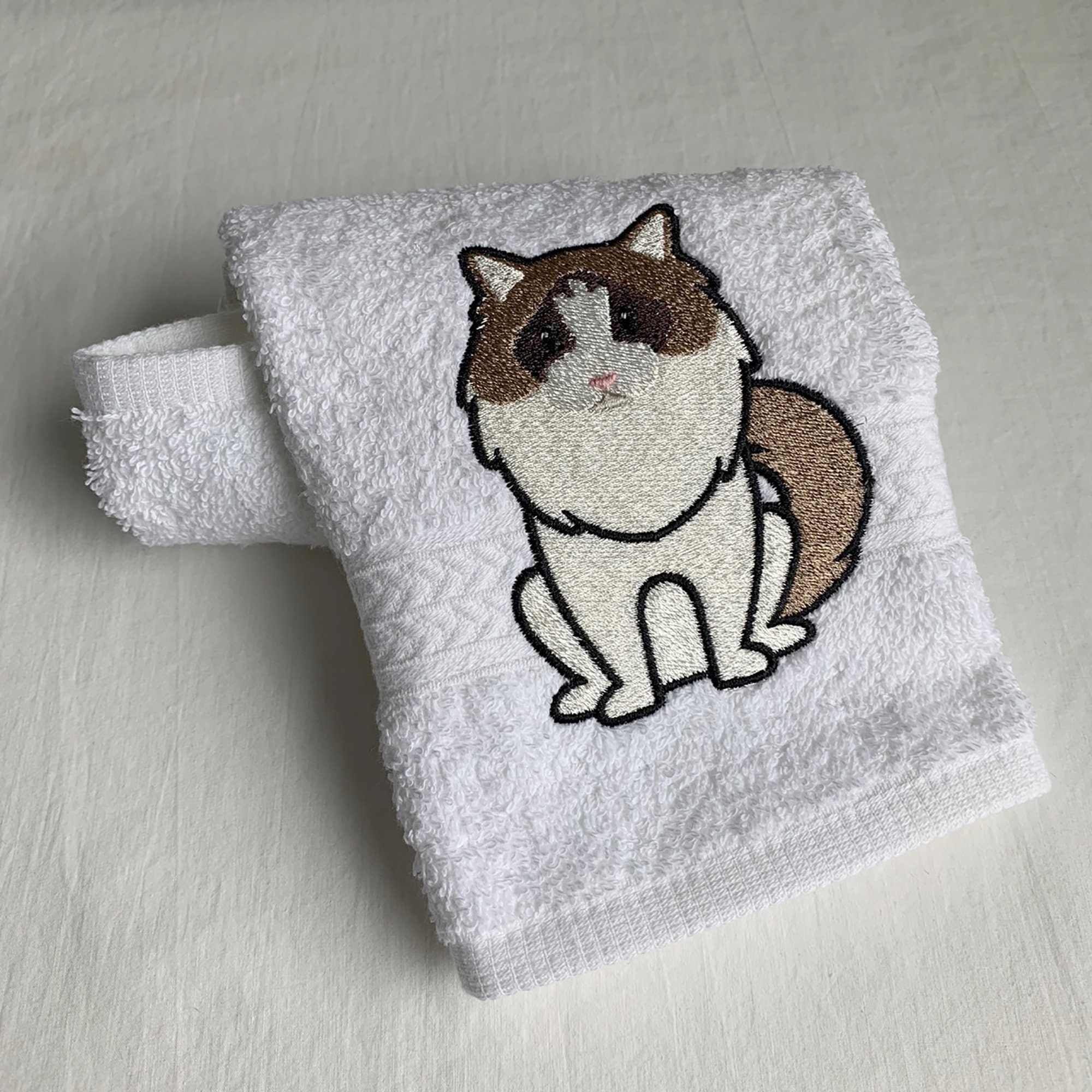 Cat Towel Ragdoll Cat Embroidered Towel Cat Lover Gift Etsy