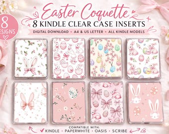 Easter Coquette Kindle Insert, Kindle Paperwhite, Oasis, Basic, Scribe, Clear Case Kindle Insert, Printable Kindle Insert, Digital Download