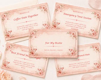 Best Friend Coupon Book Printable, Editable Friendship Coupons, Bestie Gift for Her, BFF Birthday Gift, Instant Download