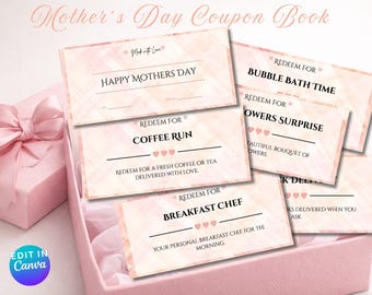 Mother’s Day Coupon Book Printable, Coupon Book for Mom, DIY Gift for Mom, Love Coupons, Birthday Gift Idea, Instant Download