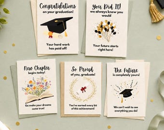 Printable Graduation Card Bundle, Set of 5 Congratulations Cards, High School College Grad Gift, Instant Download PDF, Last Minute Grad Gift