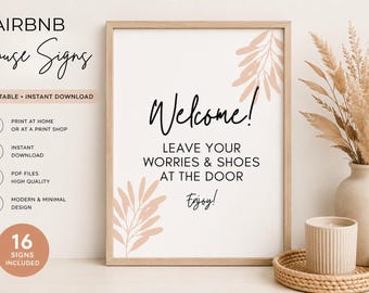 Airbnb Signs Canva Template Bundle, Printable Vacation Rental Host Signs, House Rules Wifi Checkout, Editable Digital Download, STR VRBO