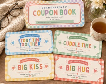 Grandparents Day Coupon Book Printable, Gift for Grandma and Grandpa from Grandkids, Editable Coupons Instant Download PDF, Last Minute Gift