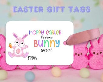 Easter Gift Tags Printable, Bunny Easter Basket Tags, Treat Bag & Party Favor Labels for Kids, Classroom Tags, Instant Download
