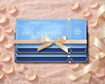 Long Distance Love Coupons Printable, Virtual Date Ideas, Printable Love Vouchers, Virtual Dates, Canva Editable Valentines Anniversary Gift