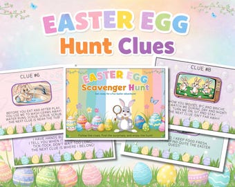 Easter Egg Hunt Clues Printable, 30 Indoor & Outdoor Riddles, Printable Scavenger Hunt for Kids, Easter Party Game, Instant Download