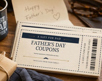 Fathers Day Coupon Book Printable, Editable Canva Template, Gift for Dad From Kids, Birthday Gift, Last Minute Gift, Instant Download