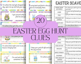 Easter Egg Hunt Clues Printable, Editable Scavenger Hunt for Kids, Outdoor Easter Game, Riddles & Clue Cards, Instant Download