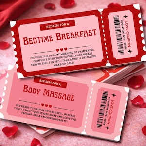 Afdrukbaar couponboek voor datum-idee, 30 bewerkbare liefdescoupons, jubileum Valentijnsdag date night cadeau, romantische waardebonnen voor koppels