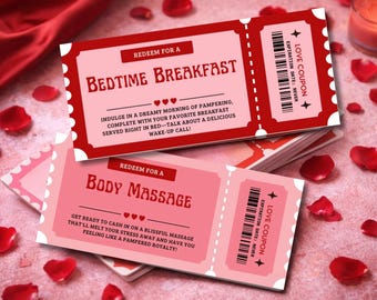Printable Date Idea Coupons, Digital Download Vouchers, Anniversary, Valentine’s Day, Date Night, Custom Love Coupons
