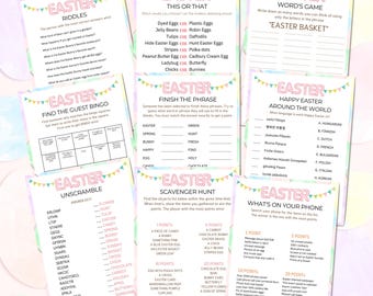 Easter Games Printable, Easter Activity Pack with Riddles and Party Games, Classroom and Family Games for Kids and Adults,