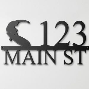 Custom Surfer Address Sign #2 - Personalized Metal Wall Art