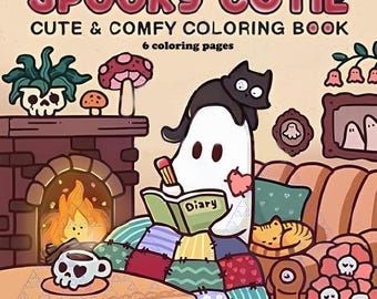 Spooky Cutie: Cute Relaxation Coloring Book by Coco Wyo Instant Digital Download Fun Relaxation PDF Book 10 Coloring Pages