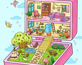 Pocket world: Cute Relaxation Coloring Book by Coco Wyo Instant Digital Download Fun Relaxation PDF Book 42 Coloring Pages
