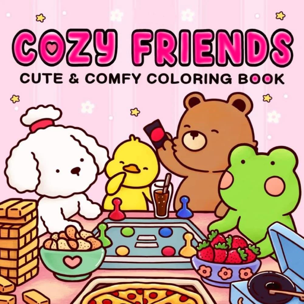 Cozy Friends: Cute Relaxation Coloring Book by Coco Wyo Instant Digital Download Fun Relaxation PDF Book 42 Coloring Pages