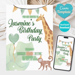 Invitation modifiable numérique appelant tous les fêtards | Fête des animaux Célébration Anniversaire d&#39;enfants | Invitation d&#39;anniversaire modifiable à tout âge à télécharger