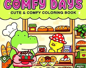 Comfy Days: Cute Relaxation Coloring Book by Coco Wyo Instant Digital Download Fun Relaxation PDF Book 8 Coloring Pages