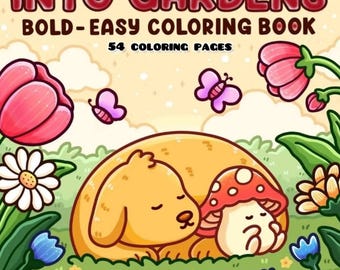 Into Gardens: Cute Relaxation Coloring Book by Coco Wyo Instant Digital Download Fun Relaxation PDF Book 53 Coloring Pages