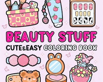 Cosas de belleza: Libro para colorear relajante y adorable de Coco Wyo. Descarga digital instantánea. Libro PDF de relajación divertido. 12 páginas para colorear.