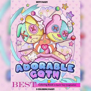 Adorable Goth: Cute Relaxation Coloring Book by Coco Wyo Instant Digital Download Fun Relaxation PDF Book 8 Coloring Pages
