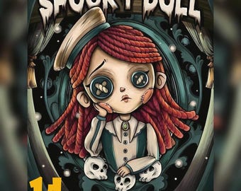 Bold & Easy Pages, Digital Coloring Pages, Instant PDF Download Spooky Doll: Kawaii and Horror Coloring Book for the Holidays by Coco Wyo