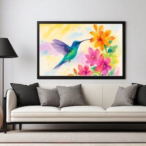 Hummingbird Watercolor Print: Tropical Floral Wall Art (Digital Download)