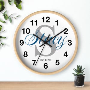 Custom Family Name Wall Clock - Personalized Text and Fonts, Wedding Gift, Housewarming Present, Home Decor, Anniversary Clock