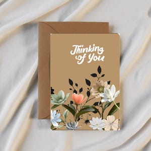 Cartões de felicitações digitais florais com fundo marrom baguete