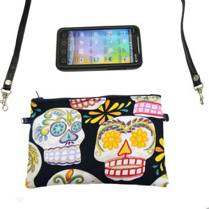 US handmade Cell Phone Case Digital Camera Bag Cross Overbody bag SUGAR SKULLS Tattoo Pattern Shoulder Bag handbag Purse, new, rare, image 1