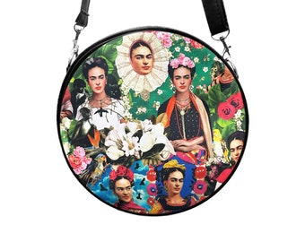 US HANDMADE Large Circle Backpack, Shoulder Bag,  Crossbody Style with "FRIDA Multicolor" Pattern, New