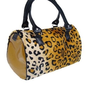 Usa Handmade Handbag Doctor sac Satchel Style Animal Print Leopard avec Shiny Gold Fabric 50's Pattern Bag Purse, Nouveau, Mix-A