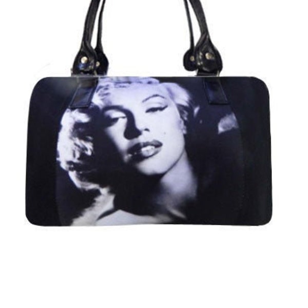 US Handmade Handbag Doctor Bag with "Marilyn Monroe Face" Brown Pattern, Cotton Fabric, New