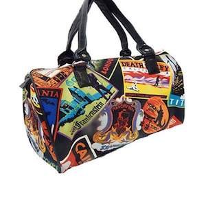 US Handmade Handbag Doctor Bag with &quot;Favorite Hunts&quot; Pattern Satchel Style, Cotton Fabric, New